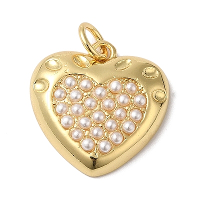 Rack Plating Brass with ABS Imitation Pearl Pendants KK-B092-15G-1