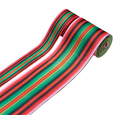 2Rolls 2 Styles Stripe Pattern Printed Polyester Grosgrain Ribbon OCOR-TA0001-37J-1