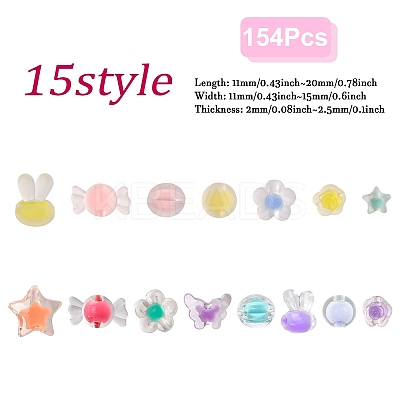 154Pcs Transparent Acrylic Beads Sets TACR-CA0001-27-1