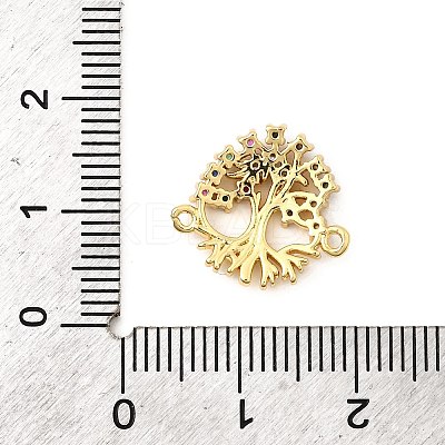 Brass Pave Colorful Cubic Zirconia Tree of Life Connector Charms KK-I360-032G-1
