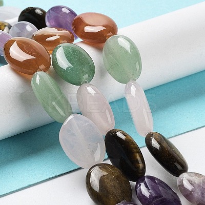 Natural Green Aventurine & Amethyst & Tiger Eye & Rose Quartz & Quartz Crystal & Carnelian Beads Strands X-G-L164-A-19-1