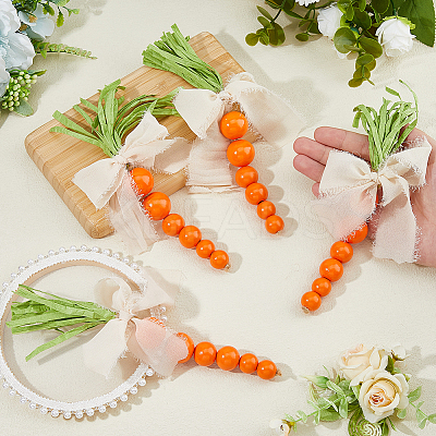4Pcs Wooden Beaded Carrots for Easter Table Tiered Tray Decoration AJEW-FH0005-65B-1
