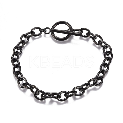 Unisex 304 Stainless Steel Cable Chain Bracelets LS-BJEW-P245-39B-1