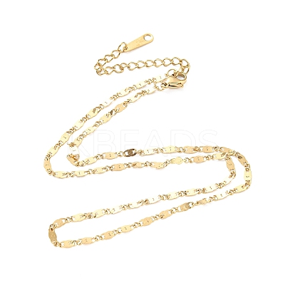 304 Stainless Steel Dapped Chain Necklace for Women NJEW-A008-06G-1