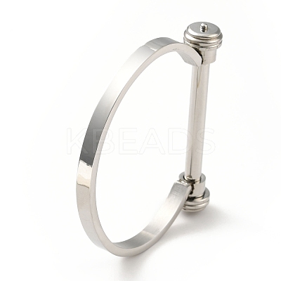 Non-Tarnish 304 Stainless Steel D Shape Bar Screw Bangle BJEW-G636-04A-P-1