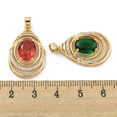 Brass Micro Pave Cubic Zirconia Pendants KK-P263-24KCG-1