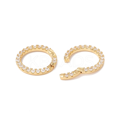 Rack Plating Brass Micro Pave Clear Cubic Zirconia Spring Gate Ring ZIRC-C040-25G-1