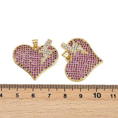 Brass Micro Pave Cubic Zirconia Pendants KK-S526-31G-1