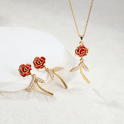 Plastic Rose Flower Jewelry Set ZU1827-1