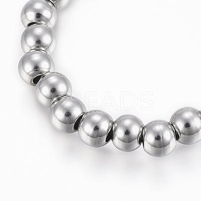 Tarnish Resistant 201 Stainless Steel Beaded Stretch Bracelets BJEW-K174-03P-1