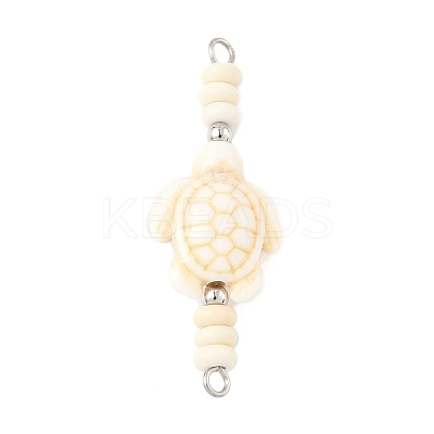 10Pcs 2 Colors Dyed Synthetic Turquoise Turtle Rondelle Beaded Connector Charms PALLOY-JF04013-1