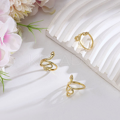 3Pcs Snake Brass Wide Band Rings RJEW-ME0001-01-1