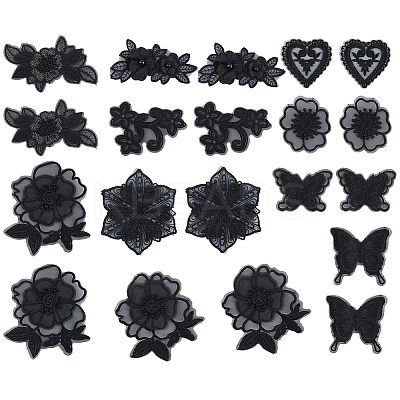 20Pcs 10 Styles Computerized Embroidery Cloth Iron on/Sew on Patches DIY-HS0001-99-1