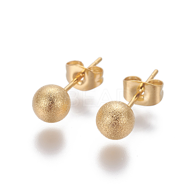 304 Stainless Steel Ear Studs EJEW-G253-6mm-G-1