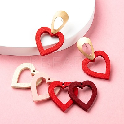 80Pcs 4 Colors Painted Poplar Wood Pendants WOOD-LS0001-12-1