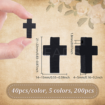 200Pcs 5 Colors Wooden Pendants WOOD-UN0001-13-1