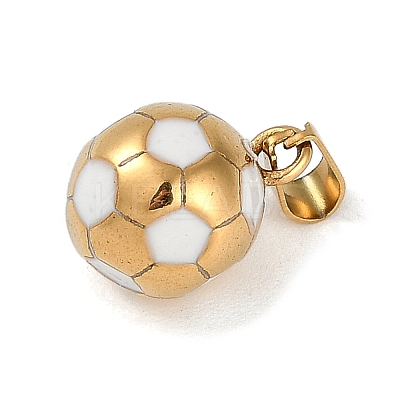 Trendy Necklace Findings 304 Stainless Steel FootBall/Soccer Ball Pendants STAS-L012-B01G-04-1