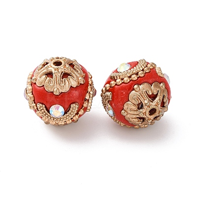 Handmade Resin Indonesia Round Beads IPDL-P005-10KCG-01-1