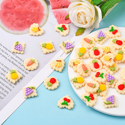 60Pcs 6 Style Opaque Resin Decoden Cabochons CRES-CJ0001-50-1