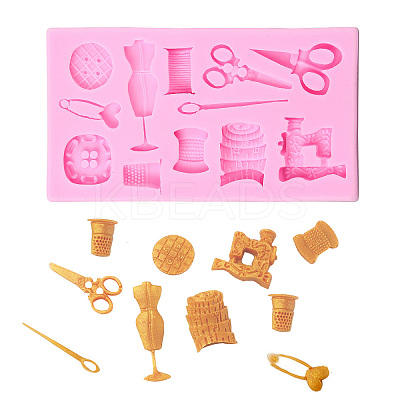 2Pcs Sewing Theme Silicone Chocolate Molds for DIY Baking Making ST-CJ0007-56-1
