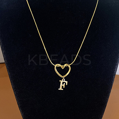 304 Stainless Steel Heart with Initial Pendant Necklaces for Women FS-WG4DC9E-06-1