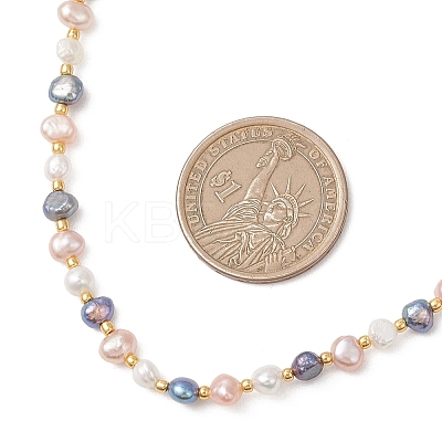 Natural Baroque Keshi Pearl Two Sides Polished Beaded Necklaces for Women NJEW-JN05824-1