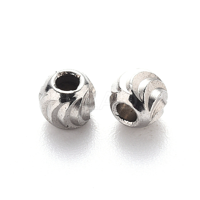 Tarnish Resistant 201 Stainless Steel Corrugated Beads STAS-S103-17B-P-1