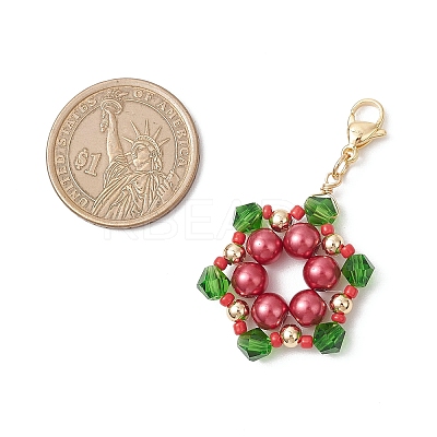 Christmas Themed Glass Snowflake Pendant Decoration HJEW-TA00362-1