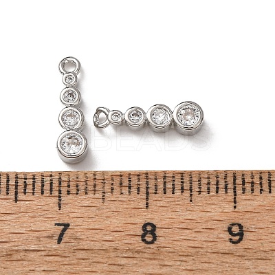 Brass Micro Pave Clear Cubic Zirconia Charms KK-C253-02A-P-1