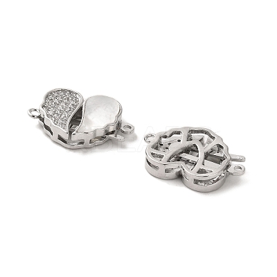 Brass Micro Pave Clear Cubic Zirconia Connector Charms KK-P260-19P-02-1
