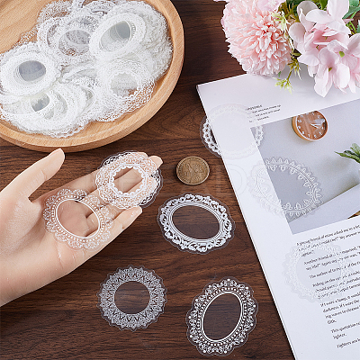 6 Bags 2 Styles PET Waterproof Lace Decorative Stickers STIC-SC0001-02A-1