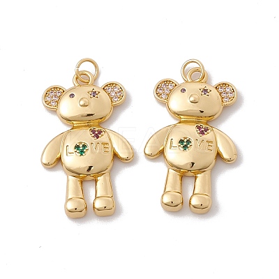 Rack Plating Brass Micro Pave Colorful Cubic Zirconia Pendants ZIRC-C040-23G-1