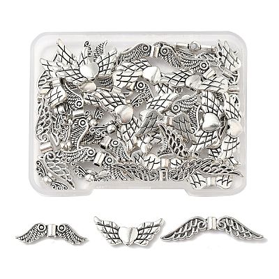 50Pcs 5 Styles Tibetan Style Alloy Beads TIBEB-FP0001-05-1