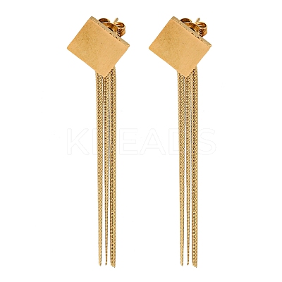 Ion Plating(IP) Golden 304 Stainless Steel Dangle Stud Earrings EJEW-D083-11A-1