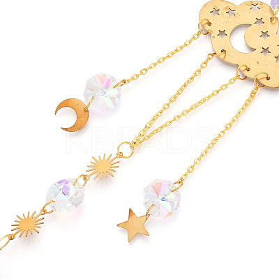 Faceted Glass Sun Catcher Pendant Decorations LS-AJEW-A037-12G-1