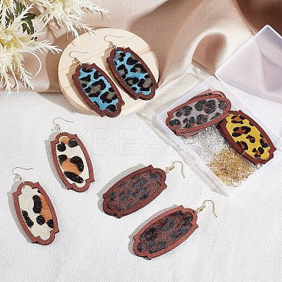 DIY Leopard Print Pattern Rectangle Dangle Earring Making Kit DIY-OC0009-49-1