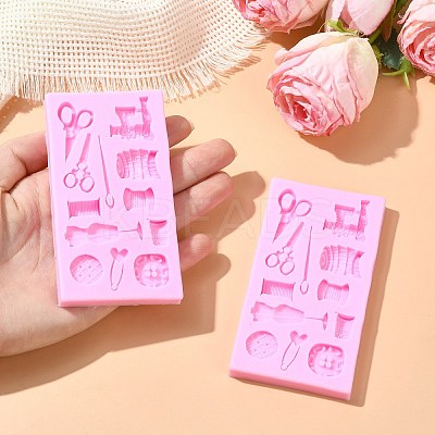 2Pcs Sewing Theme Silicone Chocolate Molds for DIY Baking Making ST-CJ0007-56-1