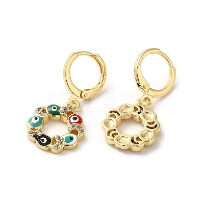 Evil Eye Real 18K Gold Plated Brass Dangle Leverback Earrings EJEW-Q797-01C-G-1