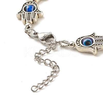 Hamsa Hand Tibetan Style Alloy Bracelets for Women BJEW-JB07728-1