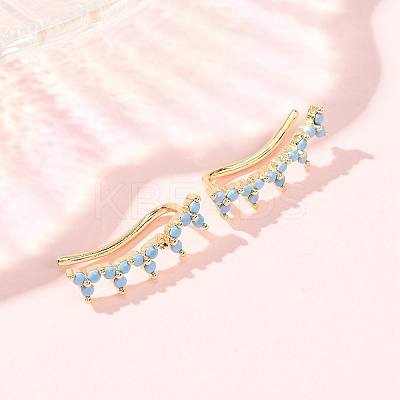Brass Micro Pave Cubic Zirconia Stud Crawler Earrings KK-CBAA351-18G-01-1
