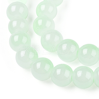 Baking Paint Imitation Jade Glass Round Bead Strands DGLA-N003-8mm-02-1-1