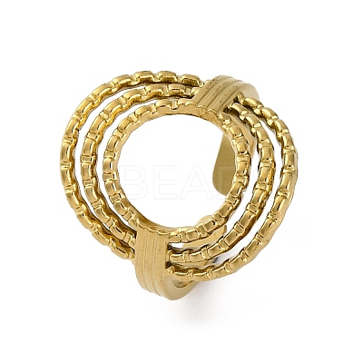 Oval 304 Stainless Steel Open Cuff Rings for Women RJEW-F174-05G-1