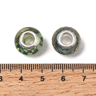 Printed Transparent Resin European Beads RESI-C063-03J-1