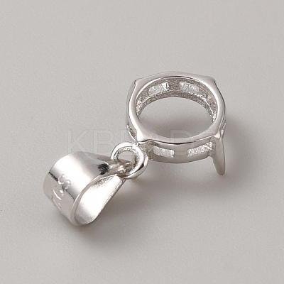 Rhodium Plated 925 Sterling Silver Open Back Bezel Pendant Cabochon Settings STER-WH0004-018A-1