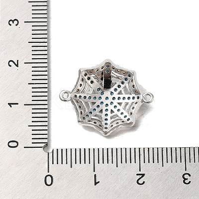 Rack Plating Brass Pave Turquoise Cubic Zirconia Connector Charms KK-K275-12P-1