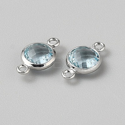 Faceted Glass Connector Charms GLAA-WH0031-48C-1-1