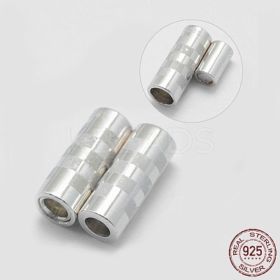 Anti-Tarnish Rhodium Plated 925 Sterling Silver Magnetic Clasps STER-E056-006P-13x5-1