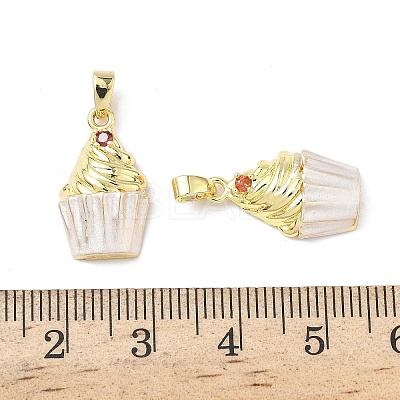 Brass Micro Pave Cubic Zirconia with Enamel Pendants KK-Z134-16G-01-1