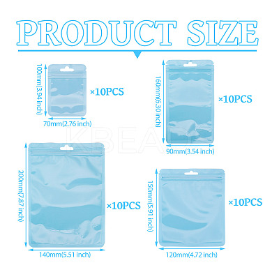 40Pcs 4 Styles Rectangle Plastic Yin-Yang Resealable Packaging Bags ABAG-TA0001-23A-1