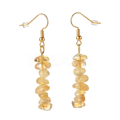 Natural Citrine Chip Beaded Dangle Earrings EJEW-JE04788-10-1